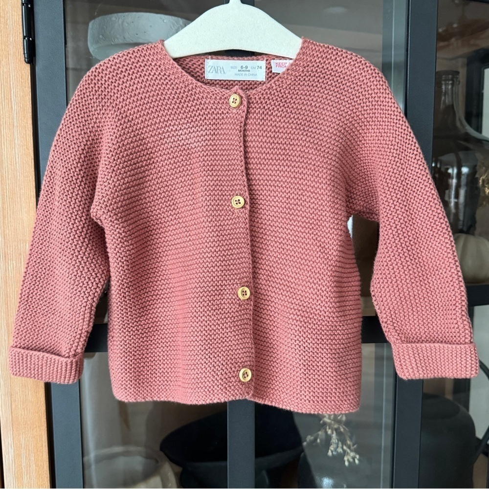 Zara Kids baby chunky knit crochet sweater button down cardigan unisex girl